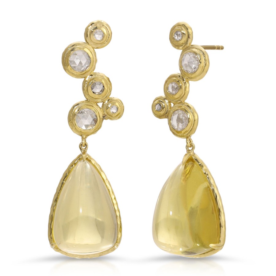 Earrings Octavia Elizabeth | Floating Rose Cut Nesting Gem And Citrine Drop Earrings