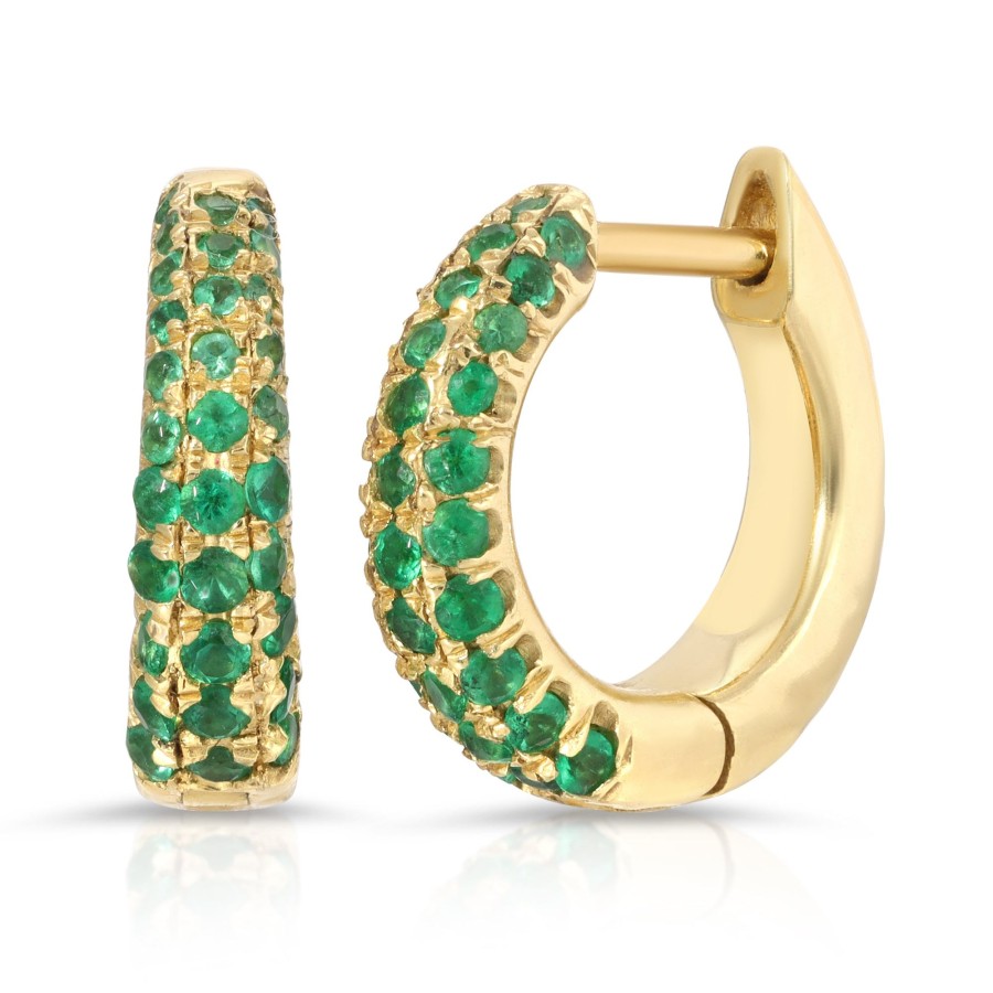 Earrings Octavia Elizabeth | Yana Hoop - Pave Emerald Micro