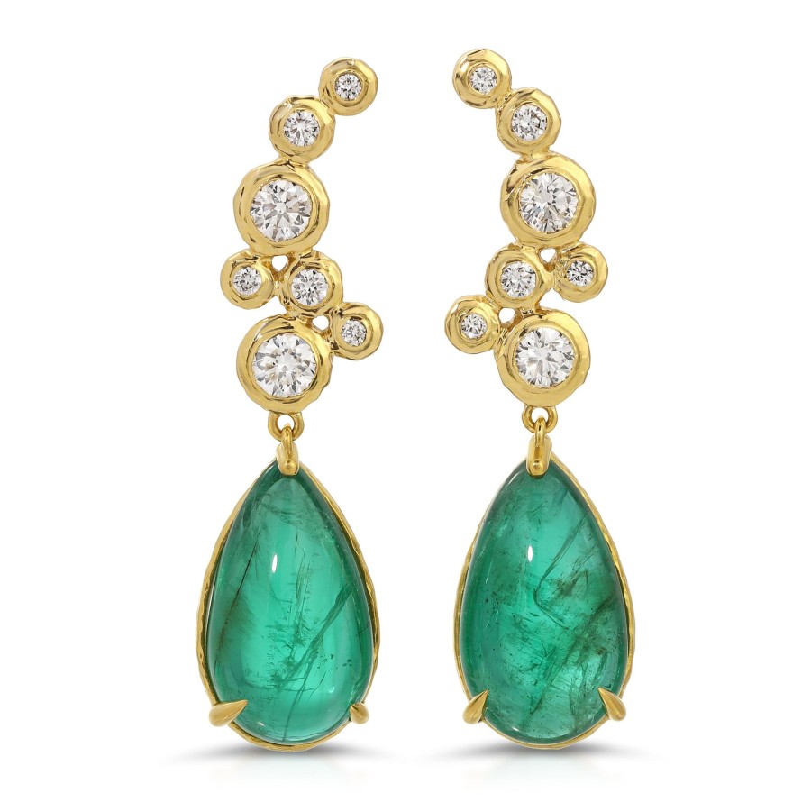 Earrings Octavia Elizabeth | Floating Diamond Nesting Gem And Emerald Drop Earrings