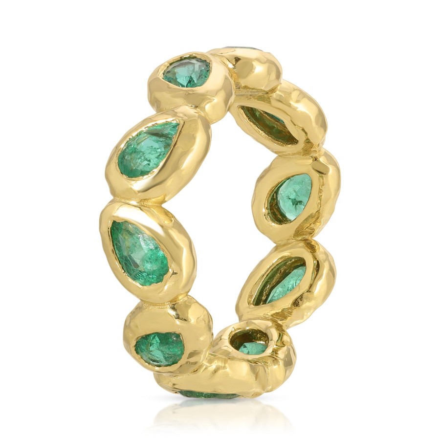 Rings Octavia Elizabeth | Nesting Gem Eternity Band - Pear Shaped Emerald