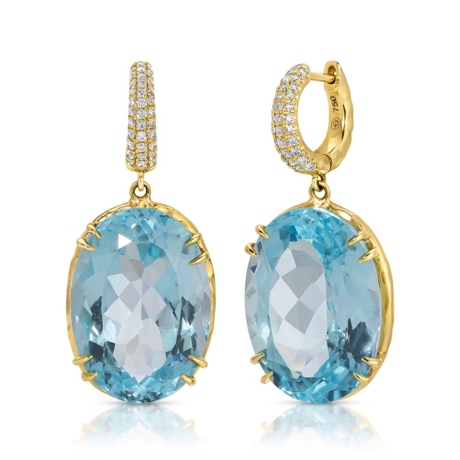 Earrings Octavia Elizabeth | Charmed Pave Micro Yana Hoop With Blue Topaz