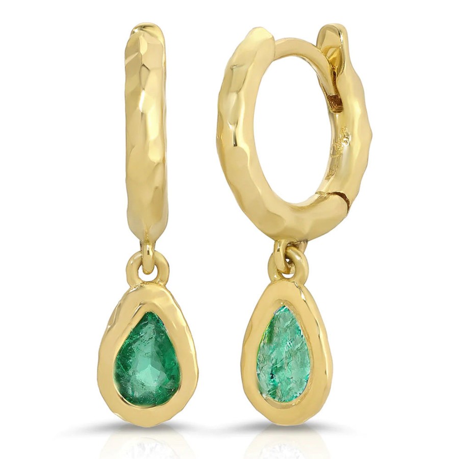 Earrings Octavia Elizabeth | Charmed Micro Gabby Hoops Nano Nesting Emerald Pear