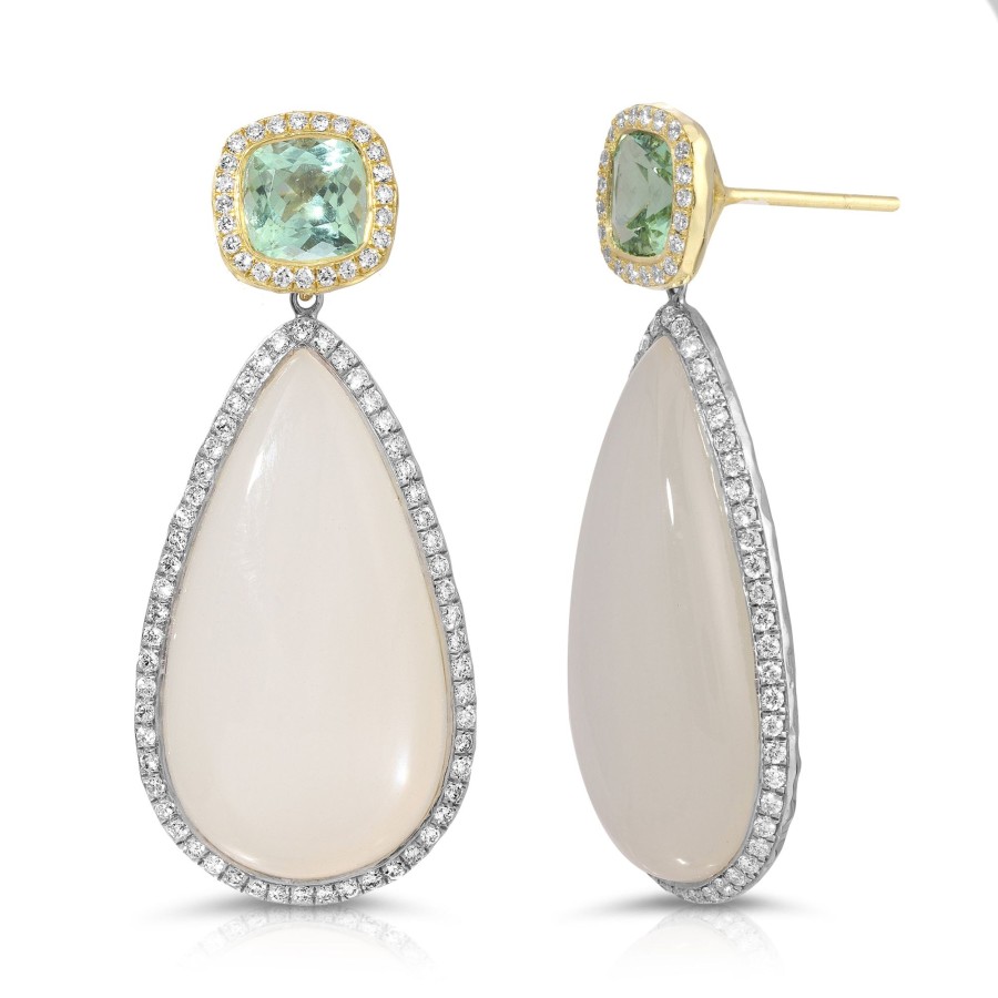 Earrings Octavia Elizabeth | Moonstone & Mint Tourmaline Earrings