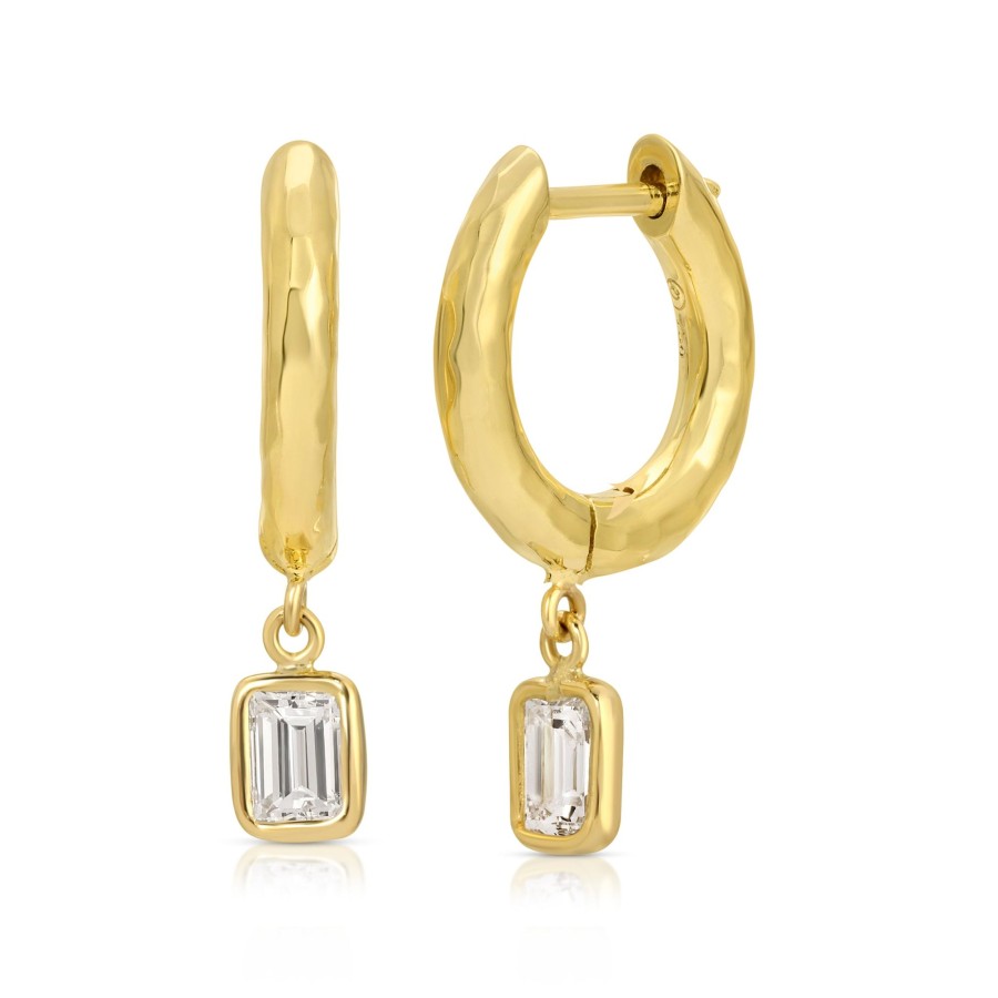 Earrings Octavia Elizabeth | Charmed Micro Gabby Hoops - Emerald Cut - Diamond