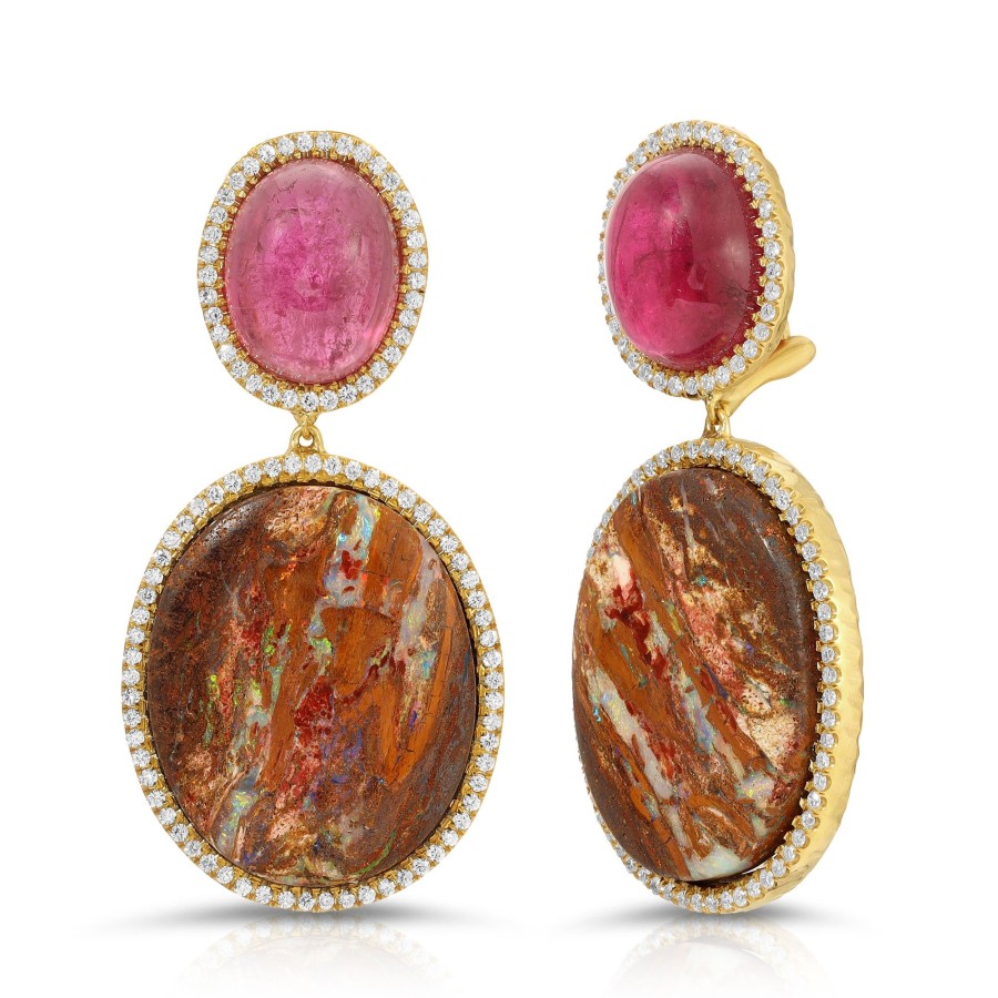 Earrings Octavia Elizabeth | Opal, Rubellite & Diamond Earrings