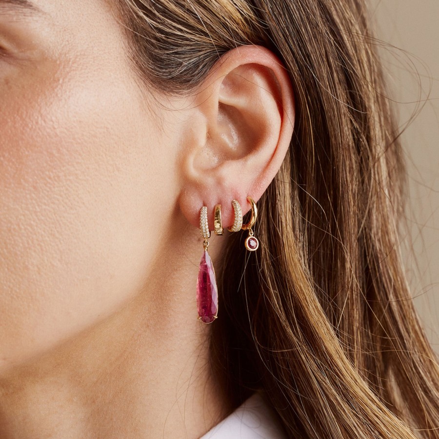 Earrings Octavia Elizabeth | Charmed Micro Yana Hoop With Rubellite Spears